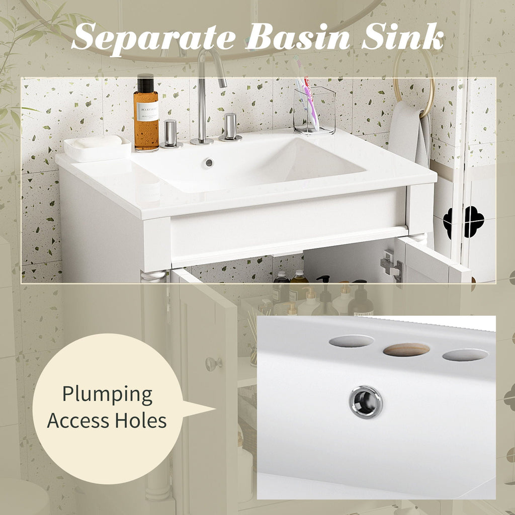 Bathroom Vanity With Top Sink and Two-Tier Storage Cabinet - Multiple Colors