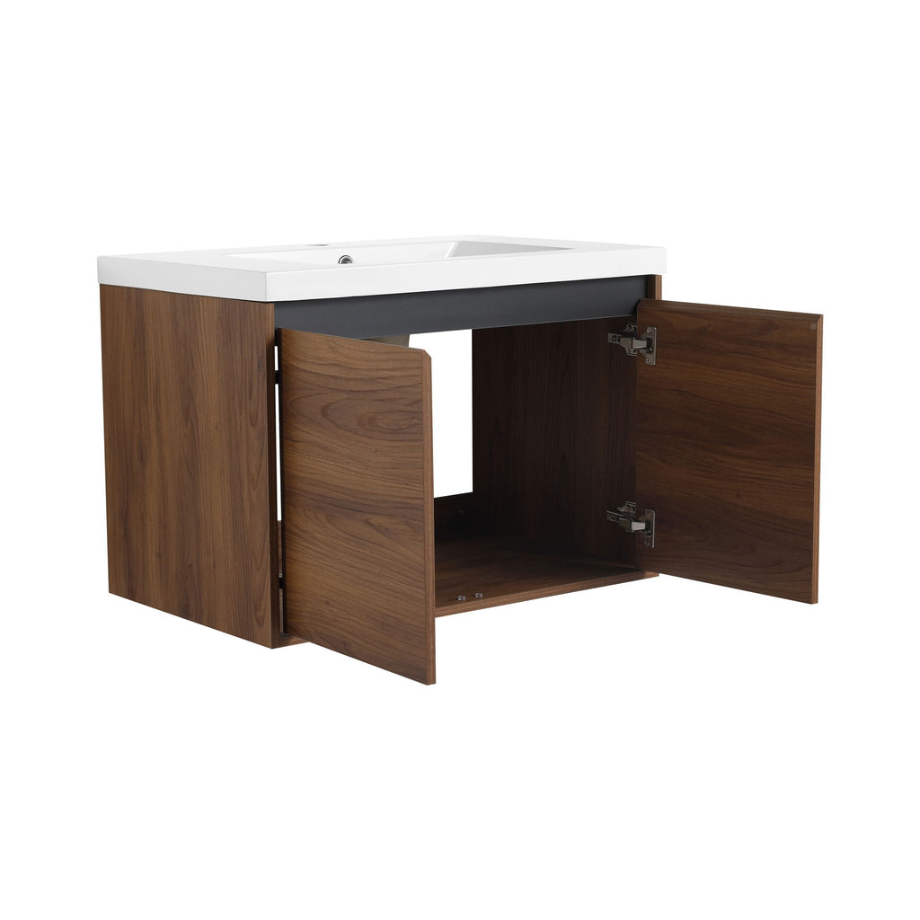 Bathroom Vanity Set with Resin Countertop Sink - Dark Brown