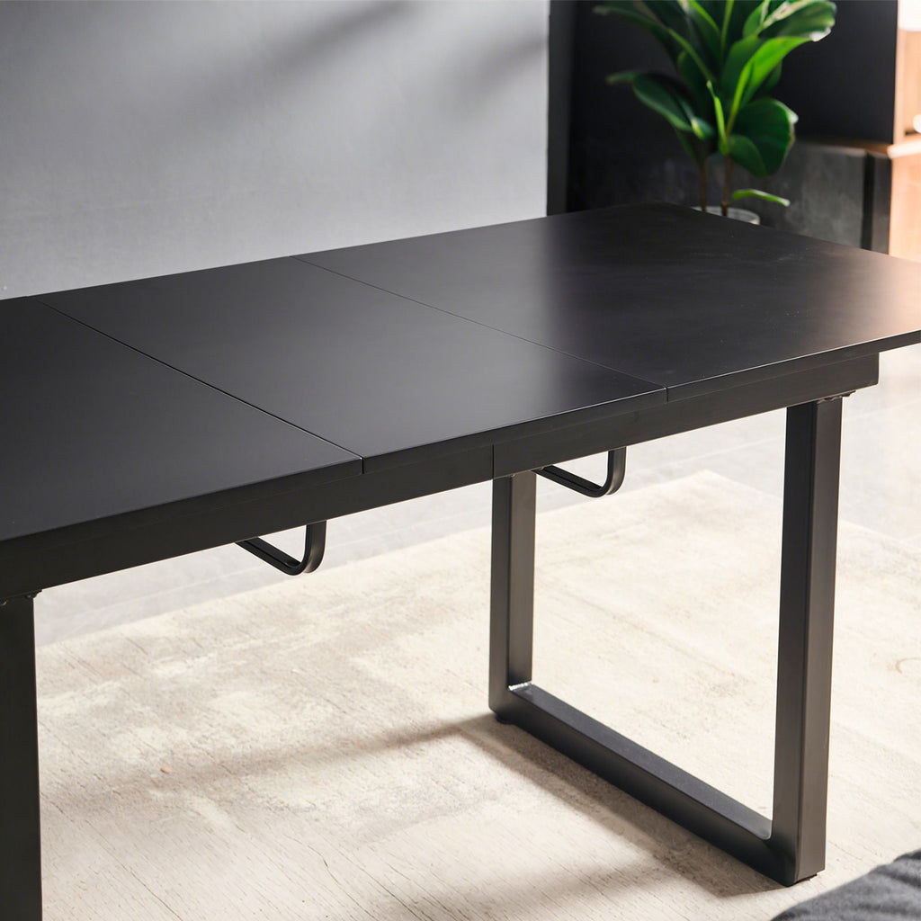 Square Extendable Dining Table with Metal Leg - Black or White