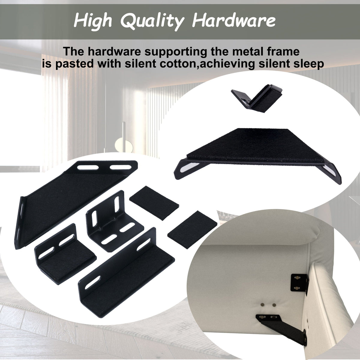Upholstered Platform Bed with Special Shaped Headboard - Black or Beige