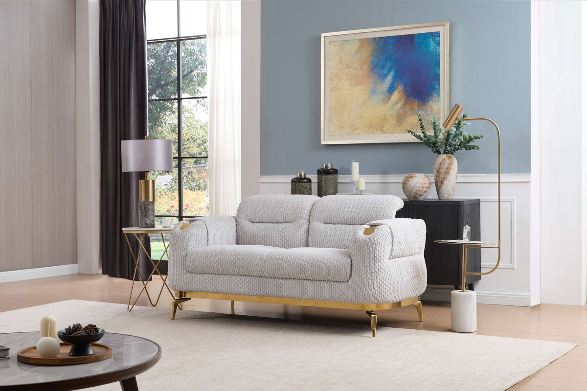 Zoe Modern Style 3PC Sofa Set with Plush Chenille Upholstery - Gray or Cream