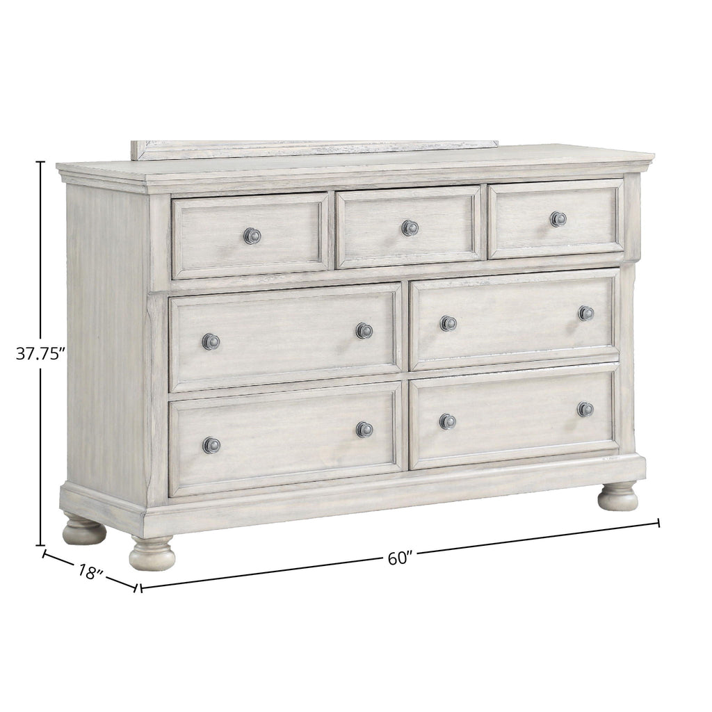 Seven Drawer Dresser with Spacious Storage - Antique Gray