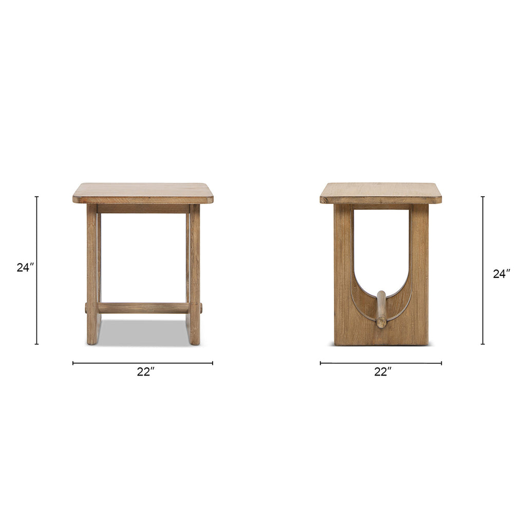 22" Square Side Table with Reclaimed Pine Wood - Antique