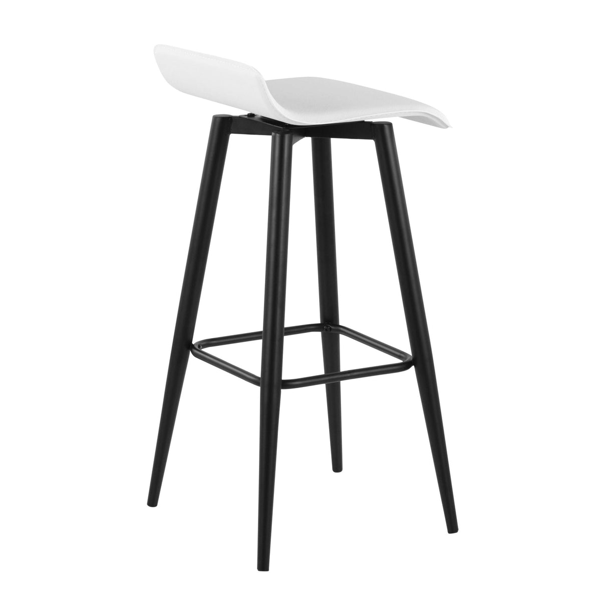 Contemporary Fixed Height Bar Stool Set with Metal Base - Pearl Silver or White