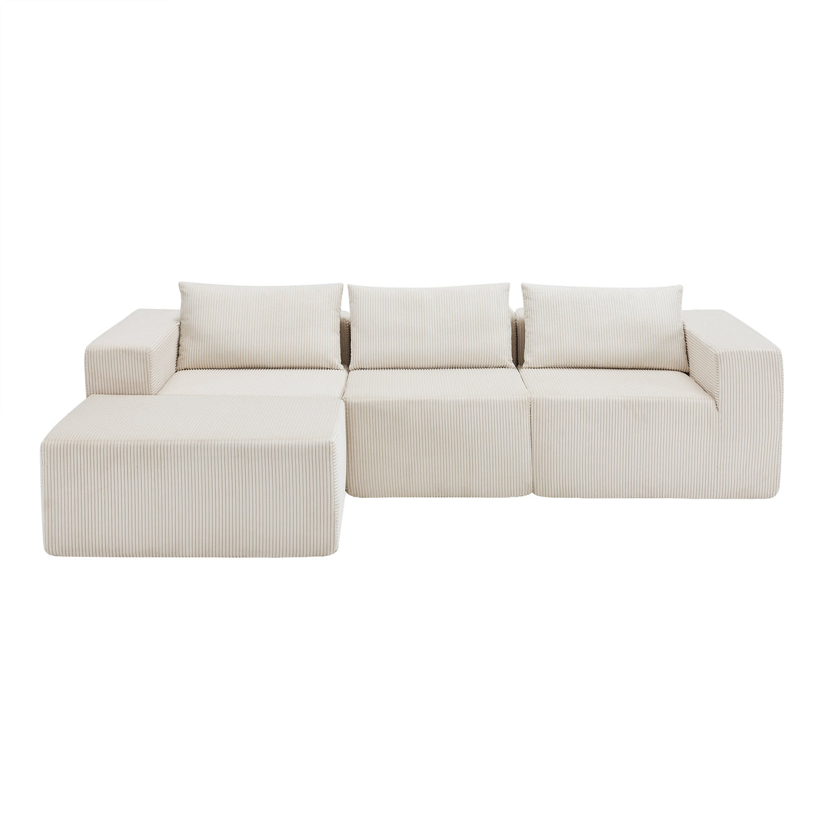 107" Compressed Sectional Sofa with High-Density Cushions - Beige