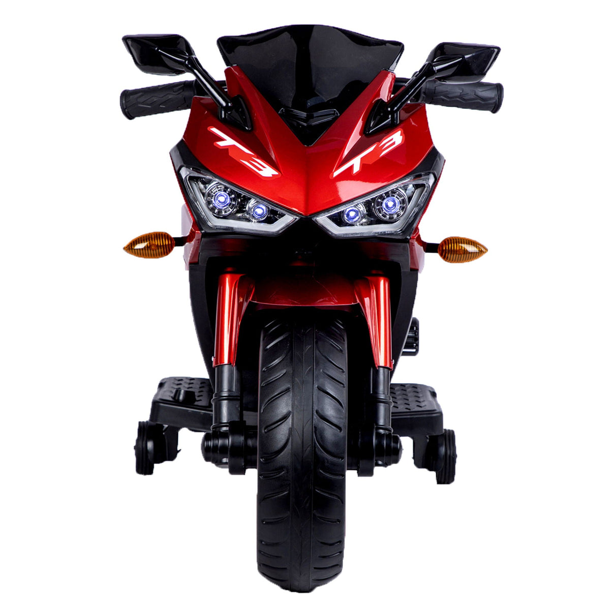 12V Kids Motorcycle Ride-On with Training Wheels and Lighting Wheels - Red