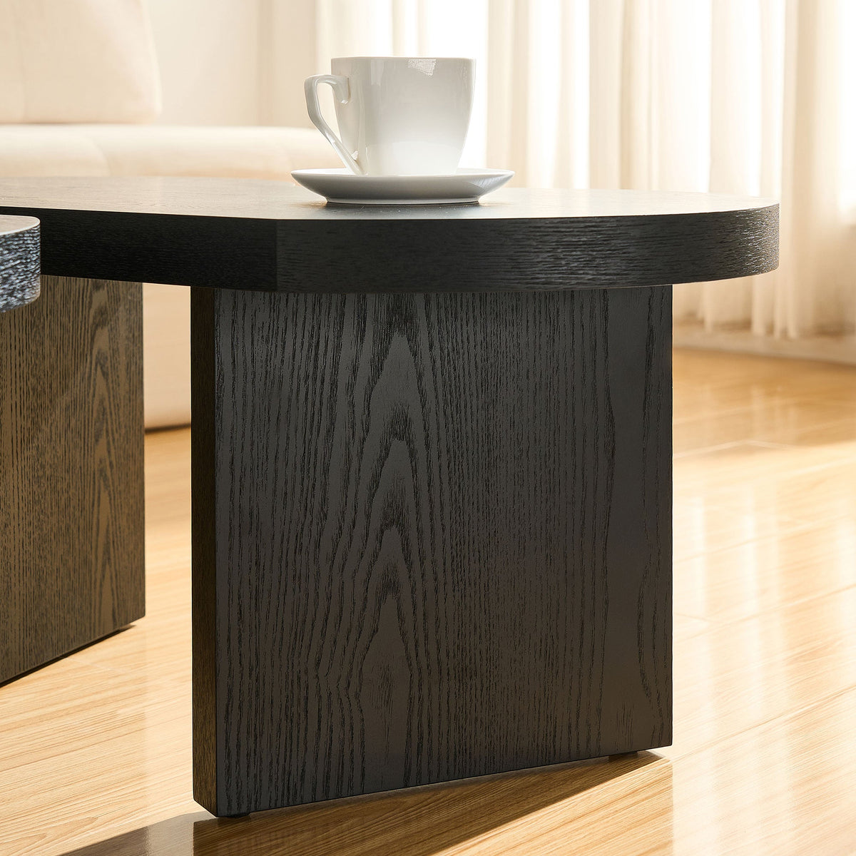Modern Butterfly MDF Coffee Table with Unique Shape - Black