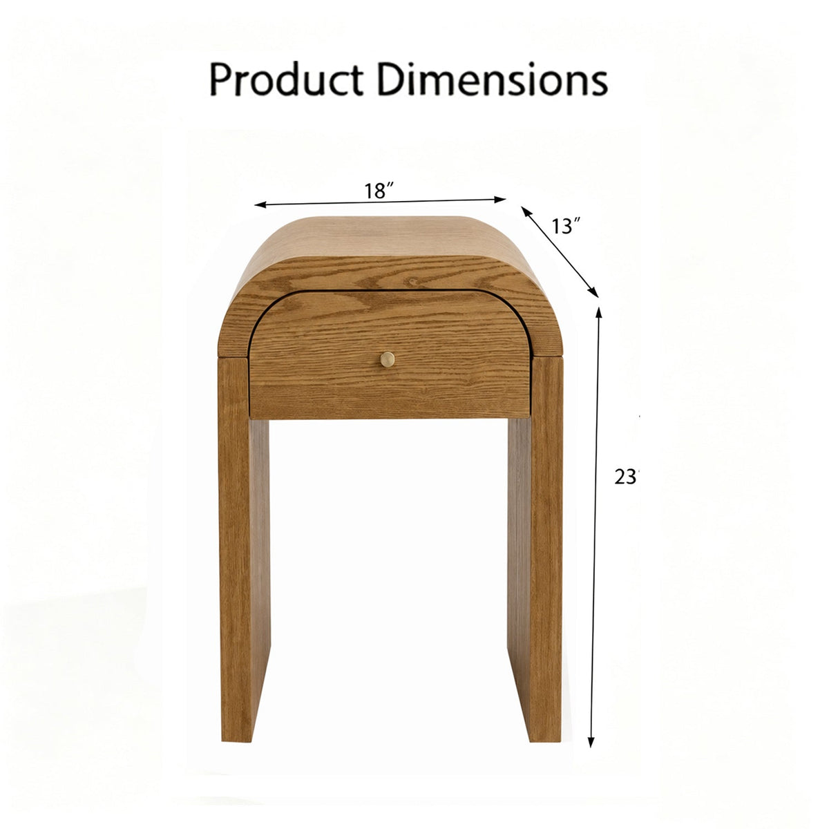 Curved Table with Minimalist Design and Storage - Walnut Brown or Black