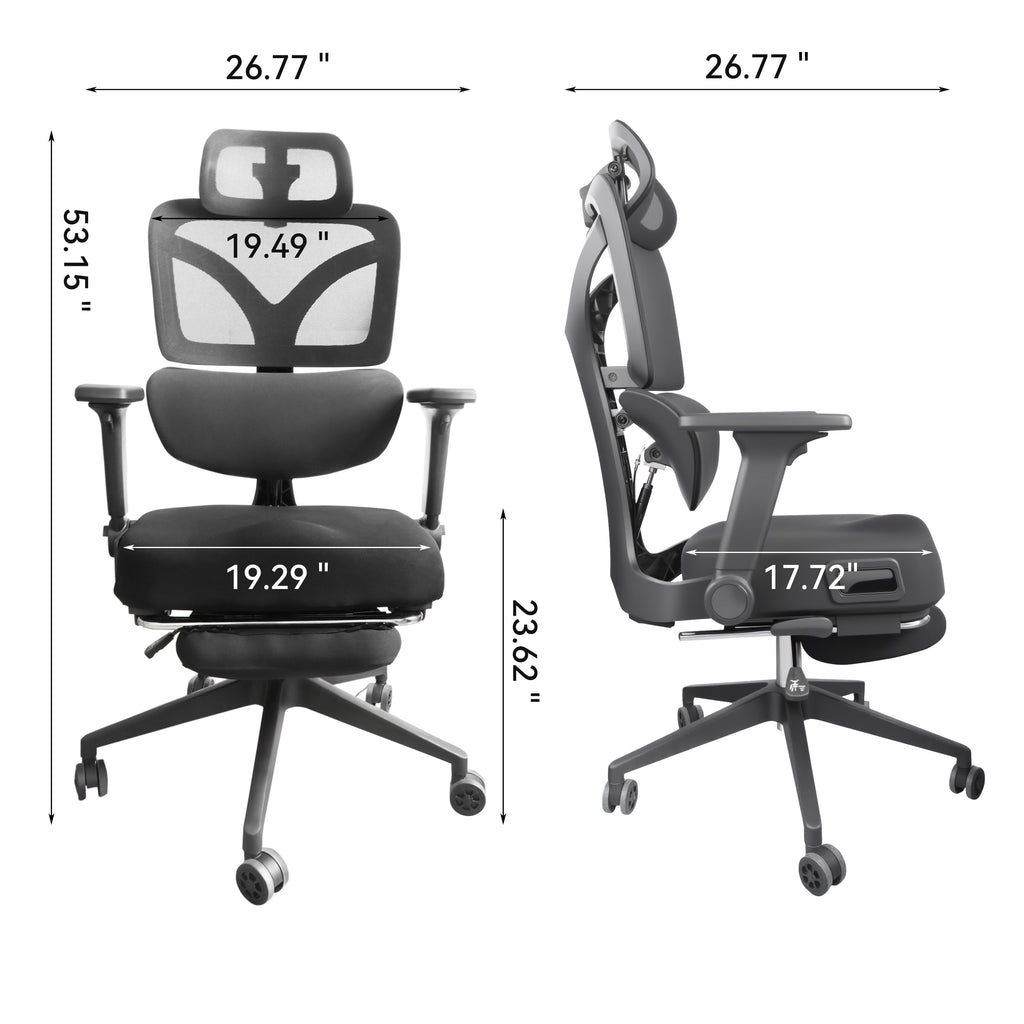 Zero Gravity Ergonomic Office Chair with 4-Way Lumbar Support - Black Mesh