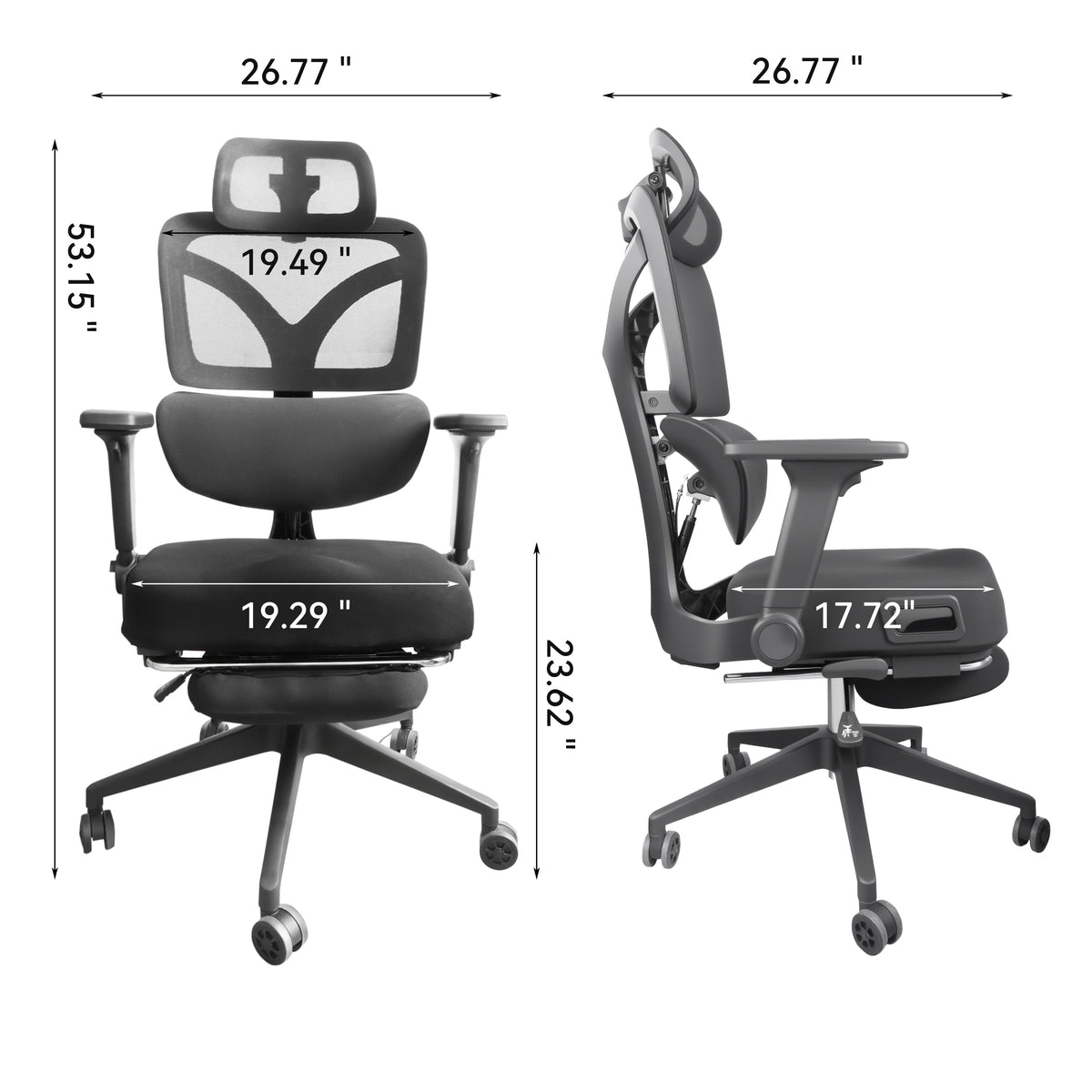 Zero Gravity Ergonomic Office Chair with 4-Way Lumbar Support - Black Mesh