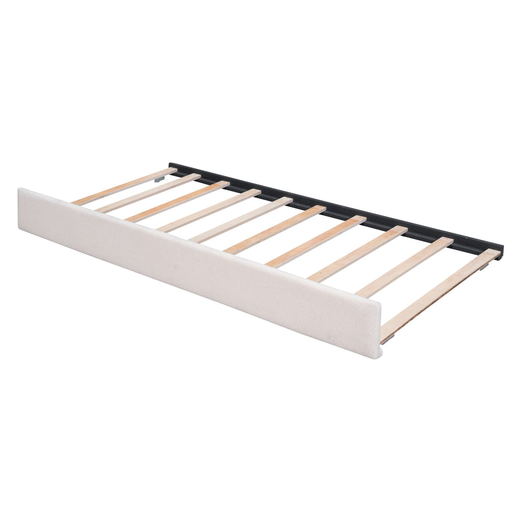 Upholstered Platform Bed With Trundle and LED Lights - Full or Queen
