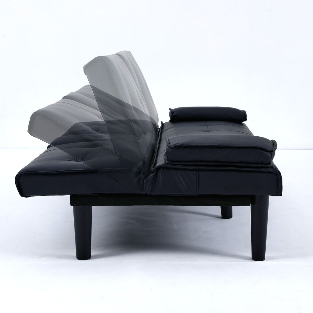 Foldable Sofa Bed with Cup Holder and Solid Wood Frame - Multiple Colors