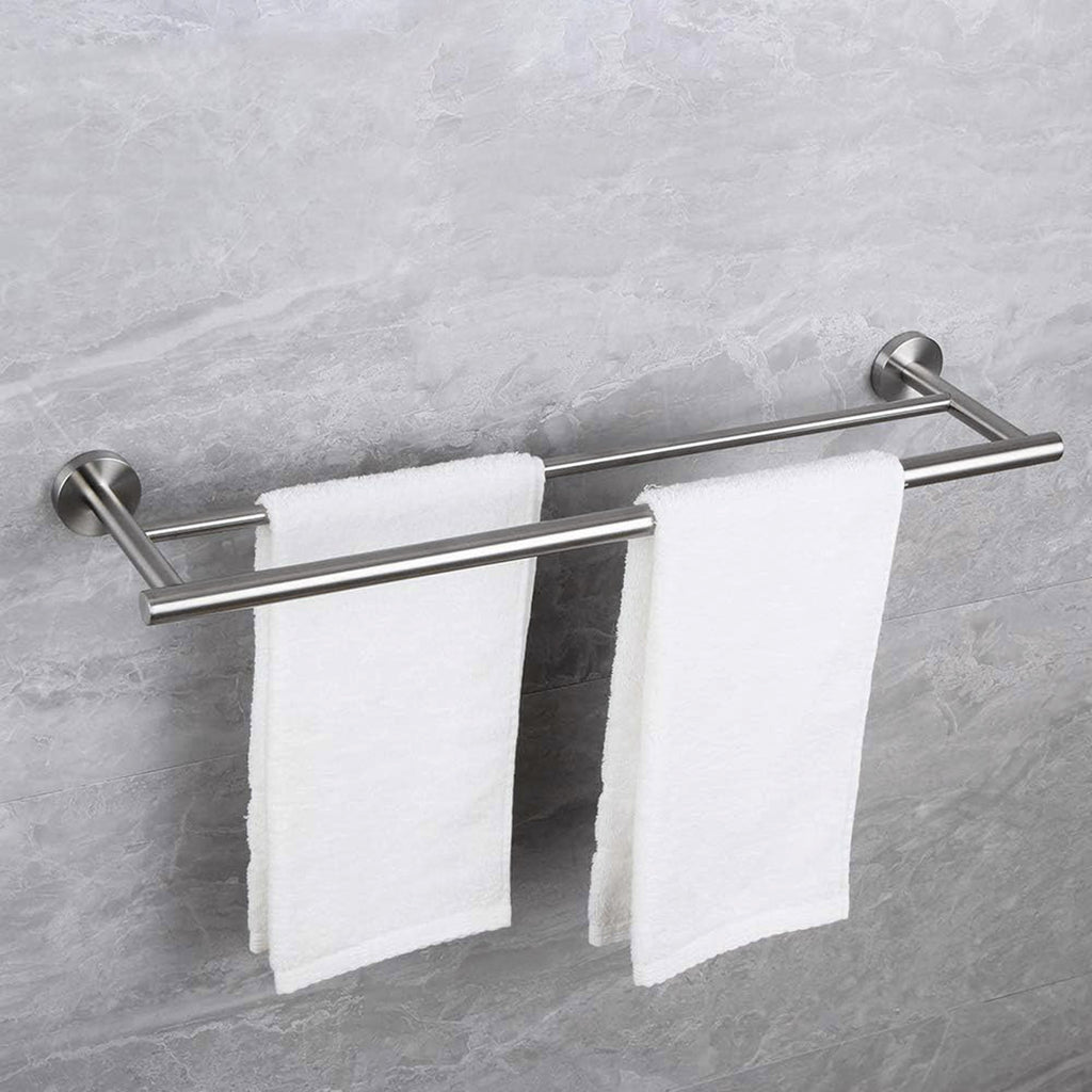 Brushed Nickel Bathroom Accessories Set with Stainless Steel Construction - 6-Piece