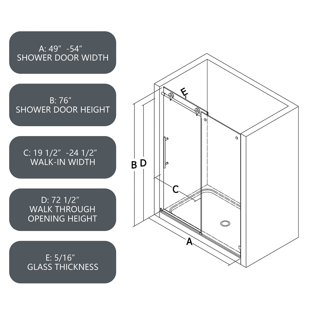 Matte Black Tempered Glass Shower Door with Soft-Closing and Easy-Clean Coating