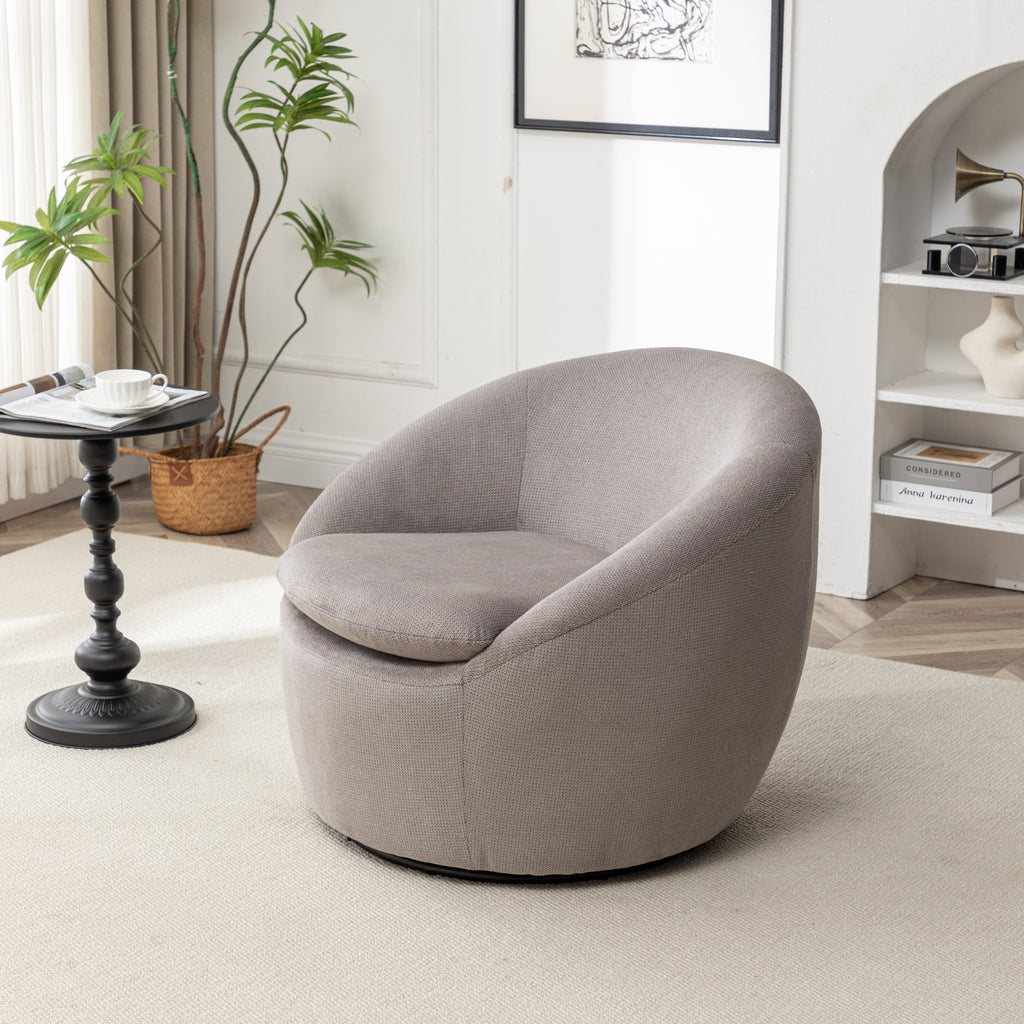 Winnie Modern Teddy Fabric Barrel Chair - 360° Swivel