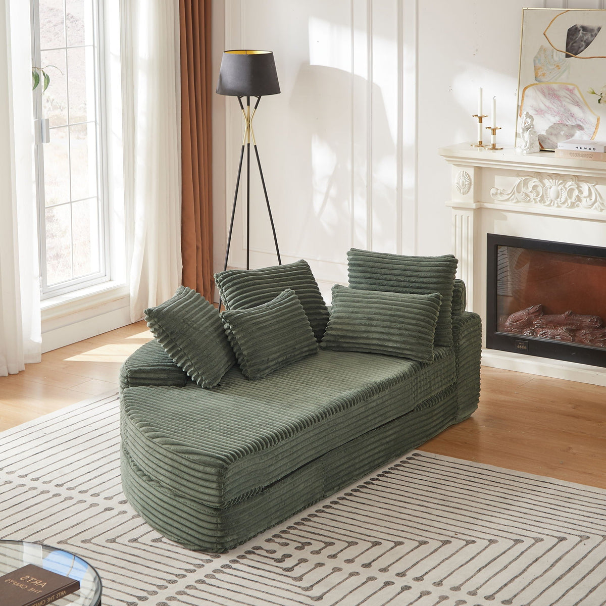 Semi Circular 2-in-1 Sofa Bed with Neck Pillow and Throw Pillows – Multiple Colors