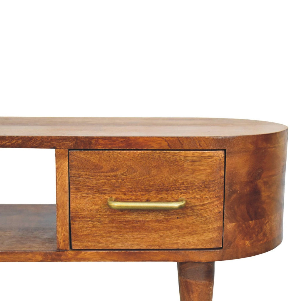 Solid Wood Valenza Media Unit with Storage Drawers - Chestnut