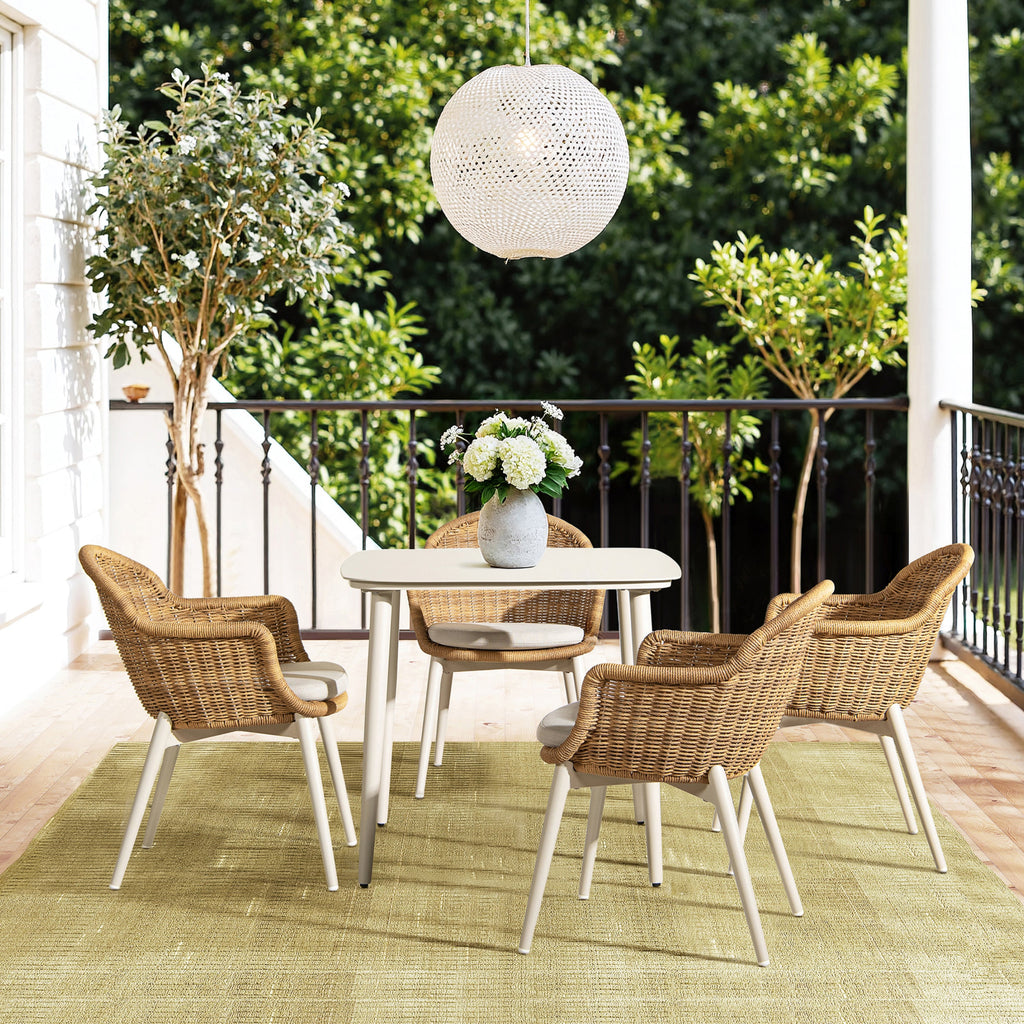 Santorini 33.5" Square Outdoor Patio Table with Durable Aluminum Frame - White