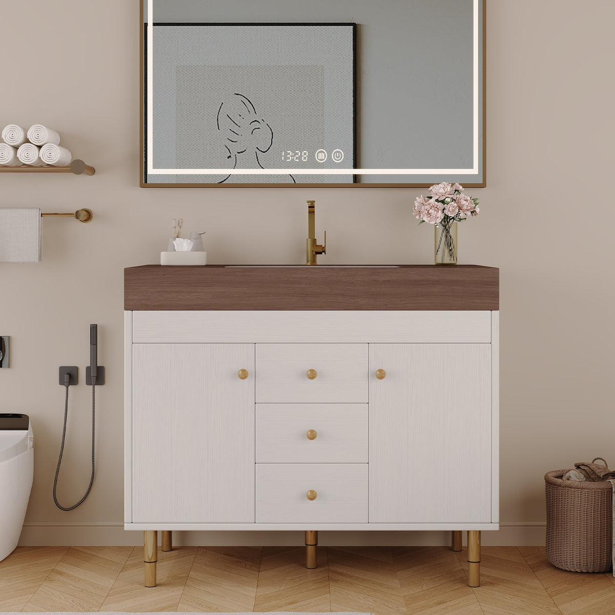36 In Modern Free-Standing Bathroom Vanity With Ceramic Sink