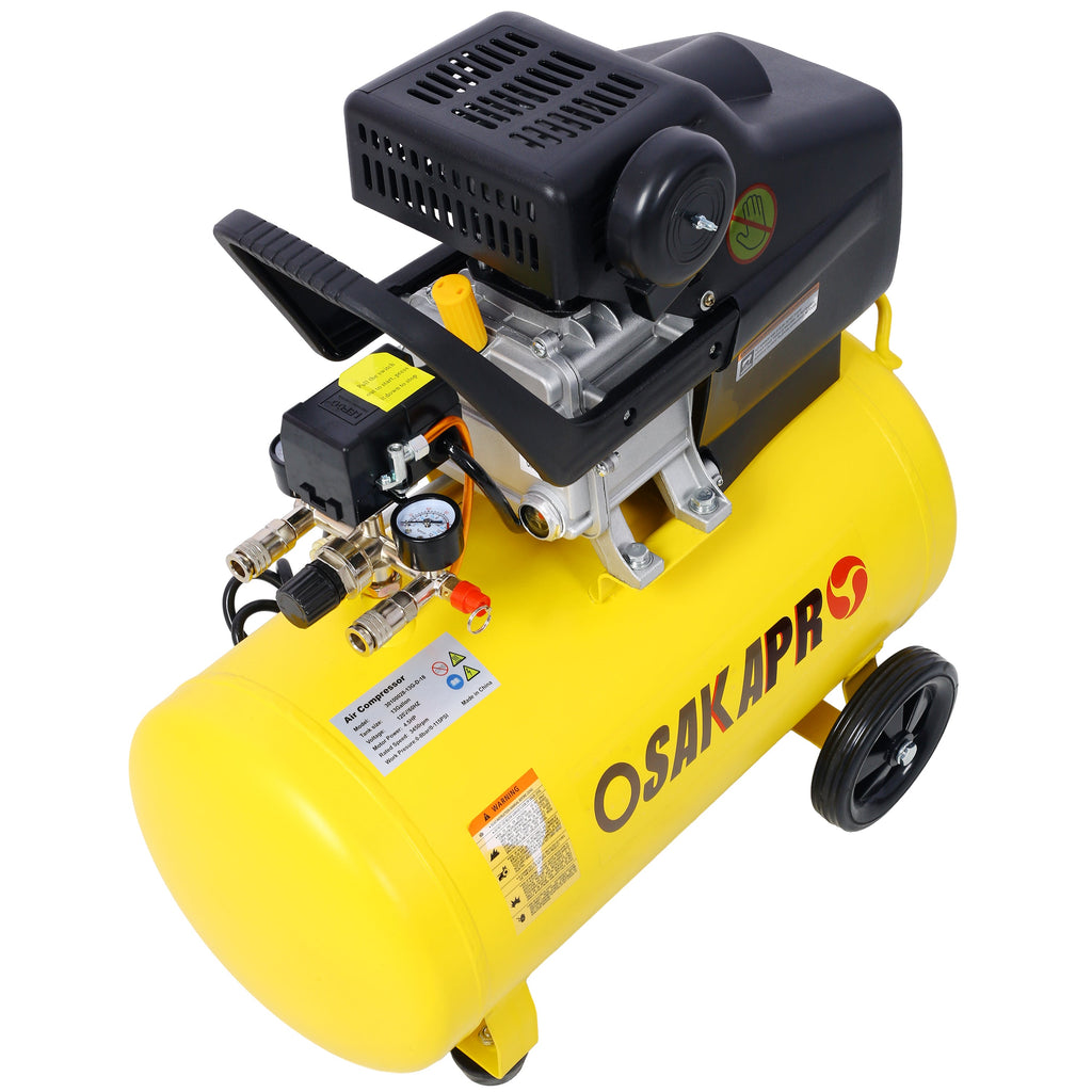 4.5HP Portable 13-Gallon Oil-Lubricated Air Compressor with Wheels – Yellow