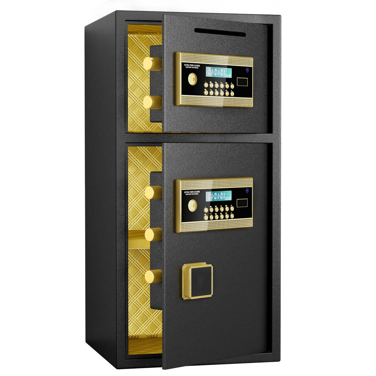 Large Double Door Digital Security Safe with Fireproof and Waterproof Bag - Black