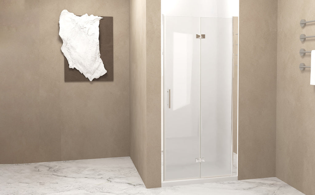 Bifold Shower Door with 6mm Tempered Glass - Brushed Nickel