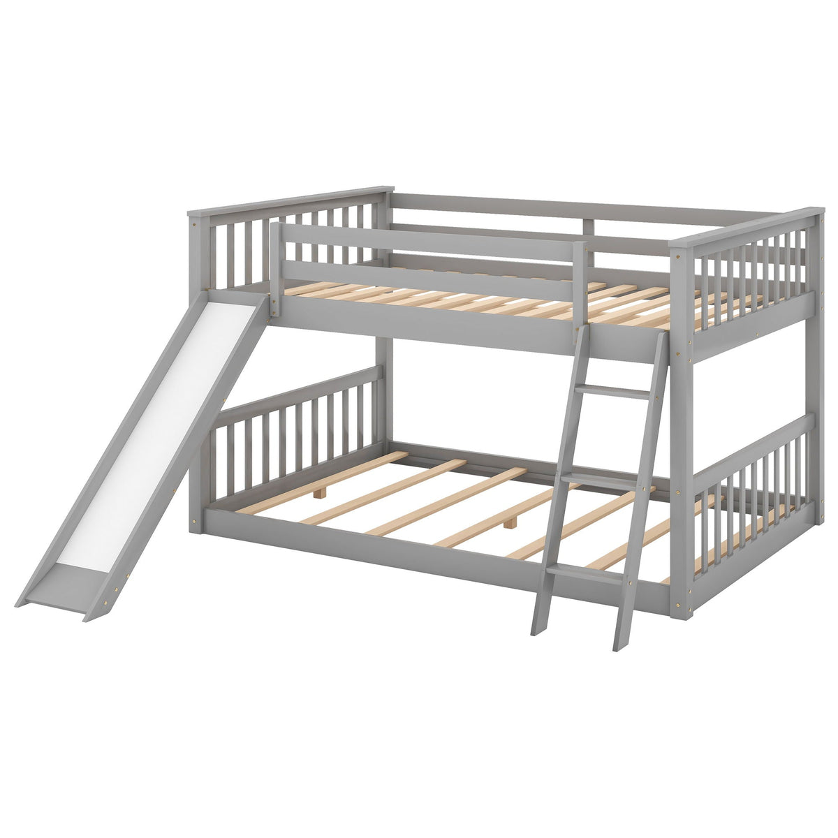 Bunk Bed with Convertible Slide and Ladder - White or Dark Gray