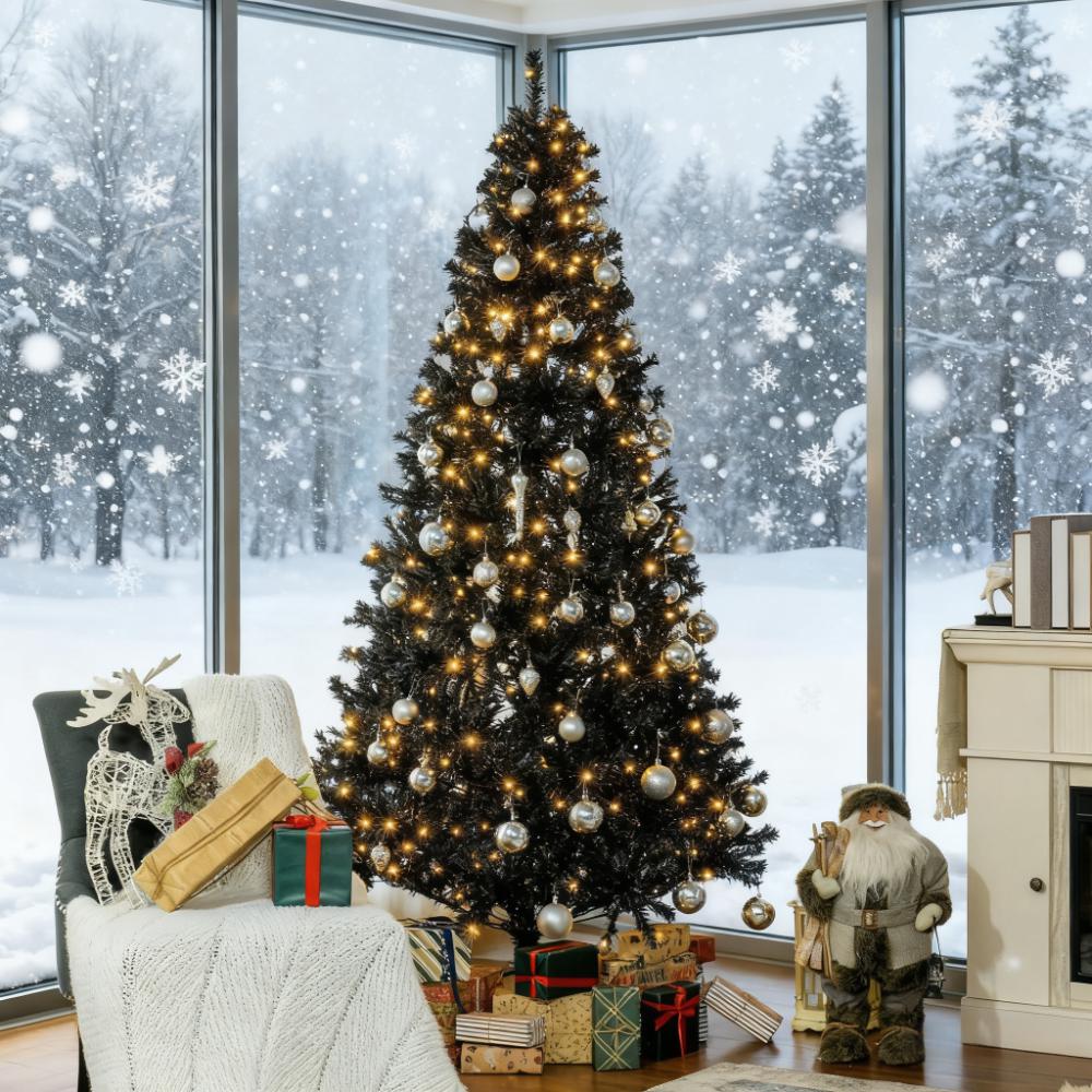 7.5 Ft Pre-Lit Artificial Christmas Tree with 500 LED Lights - Black