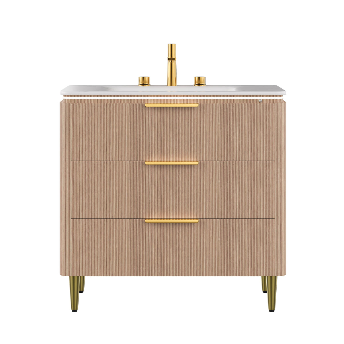 Amara 36'' Bathroom Vanity & Sink with Sintered Stone Basin - Carrara