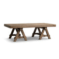 Trestle Coffee Table with Solid Reclaimed Elm Construction - Dark or Light Brown
