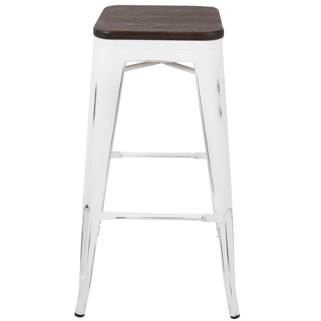 Contemporary Barstool Set of 2 with Stackable Design - Black or White