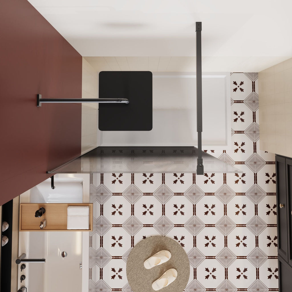 Gradient Shower Door with Handle - Matte Black Finish, Tempered Glass