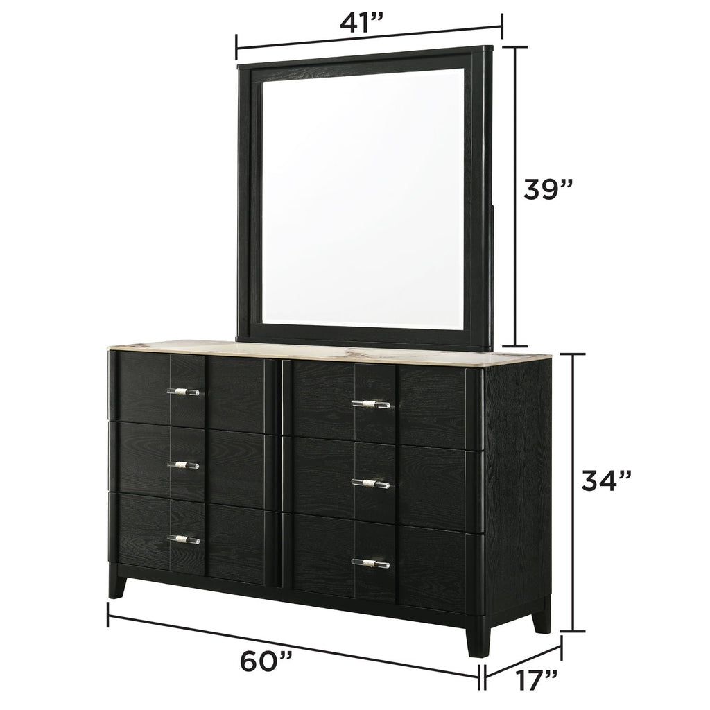 Black Bedroom Mirror with Deep Frame - Opel