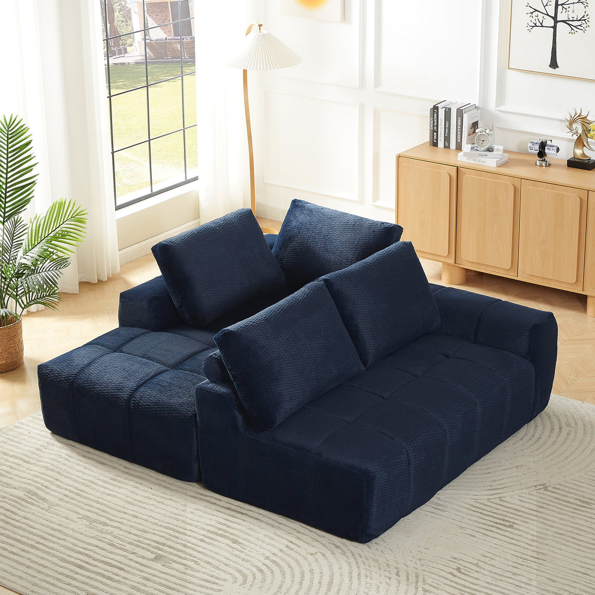 Faux Fur L-Shape Luxury Sectional Oversized Sofa with Plush Comfort - White