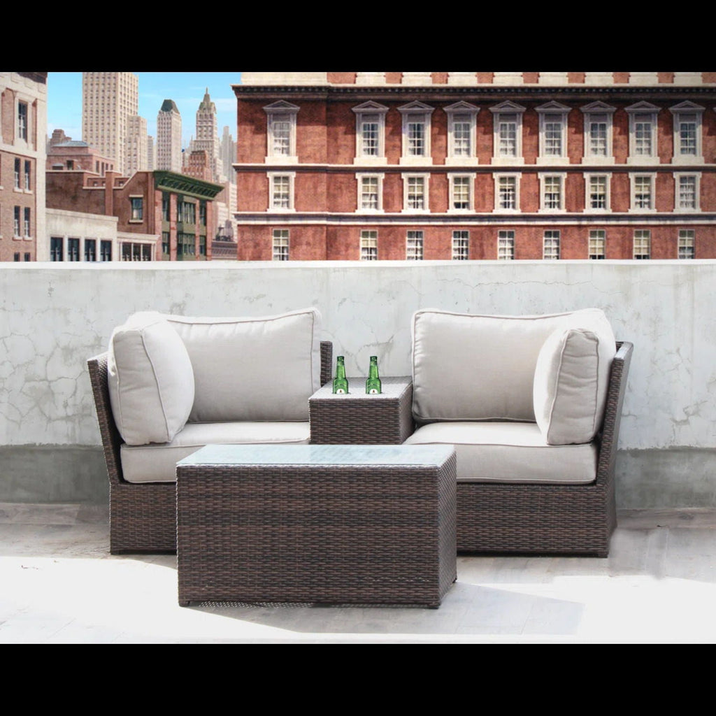 Modern Patio Rattan Sectional Set with Cushions - Multiple Colors