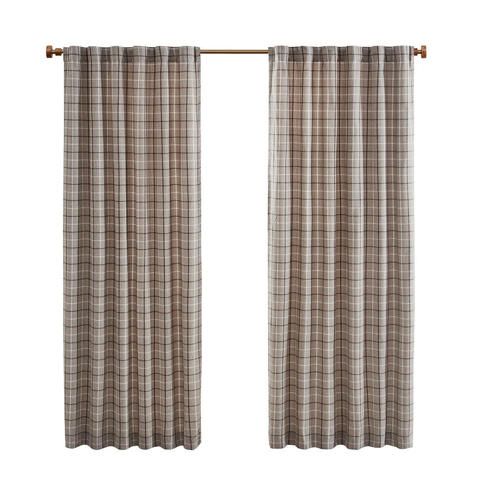 Plaid Rod Pocket Curtain Panel with Fleece Lining - Multicolor