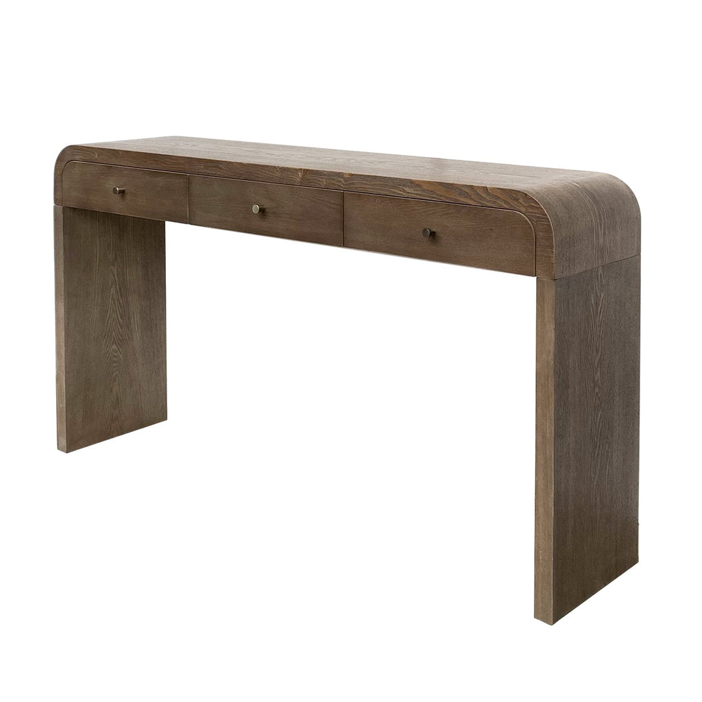 Dark Storage Table with 3 Drawers - Aged Blue & Dark Brown