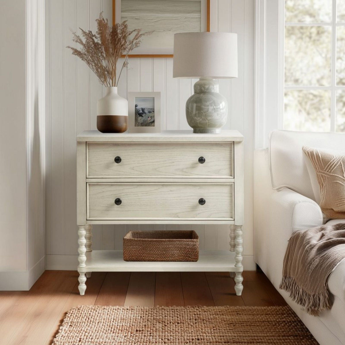Signature Beckett 2 Drawer Accent Chest with Solid Wood Frame - Dark Brown or Beige