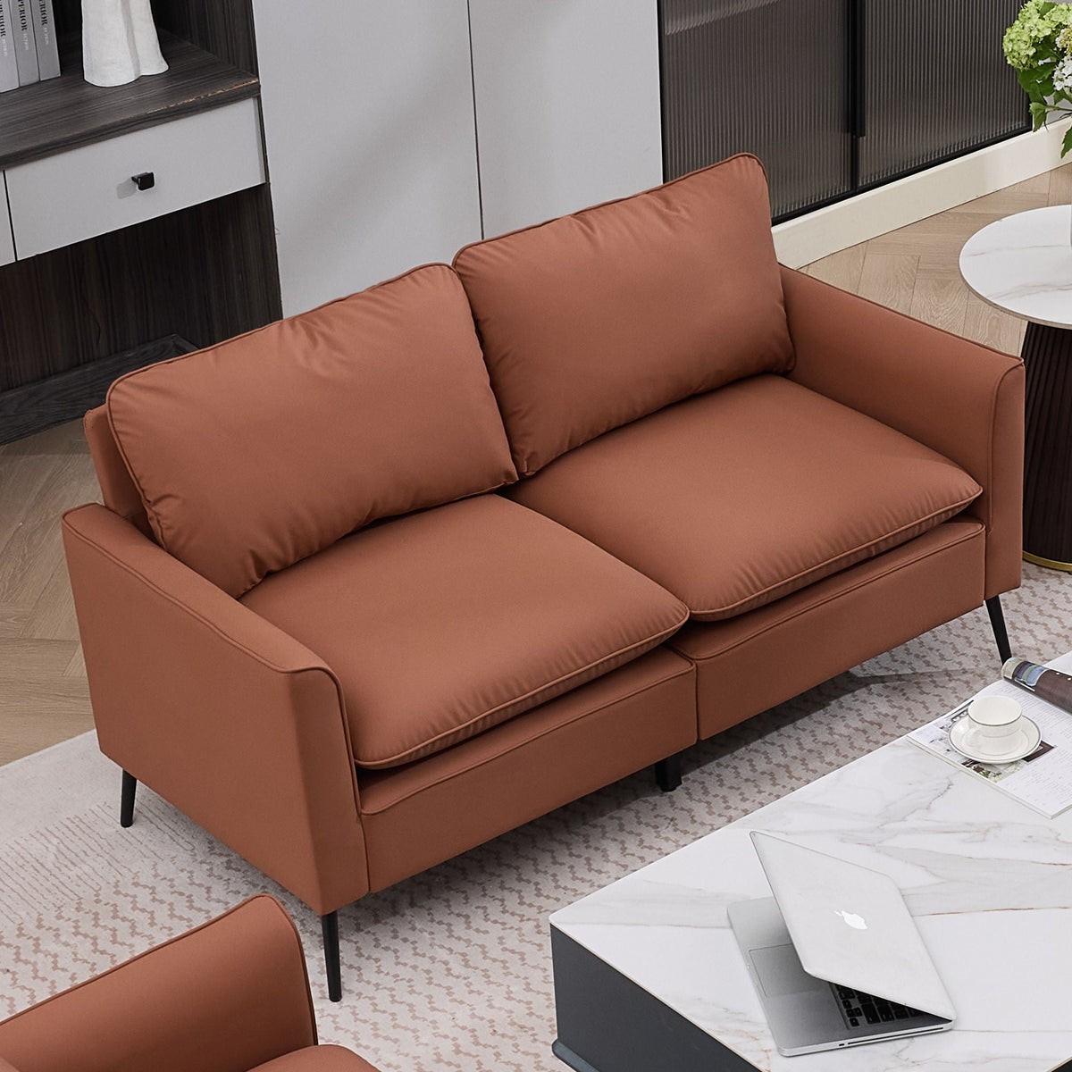 Upholstered Loveseat with Plush Headrest - Multiple Colors