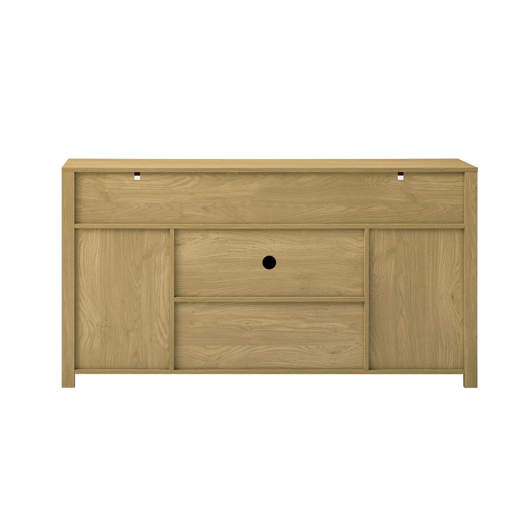 59.3'' Sideboard with Sliding Barn Door & Mesh Panels - Brown