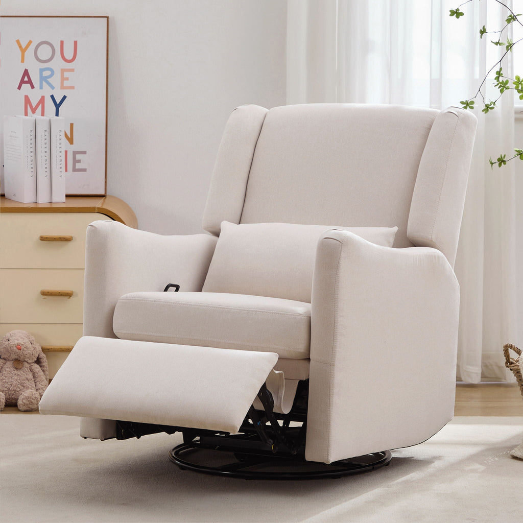 Wide Wingback Swivel Glider Rocker Recliner Chair with 360-Degree Swivel - Dark Green or Beige