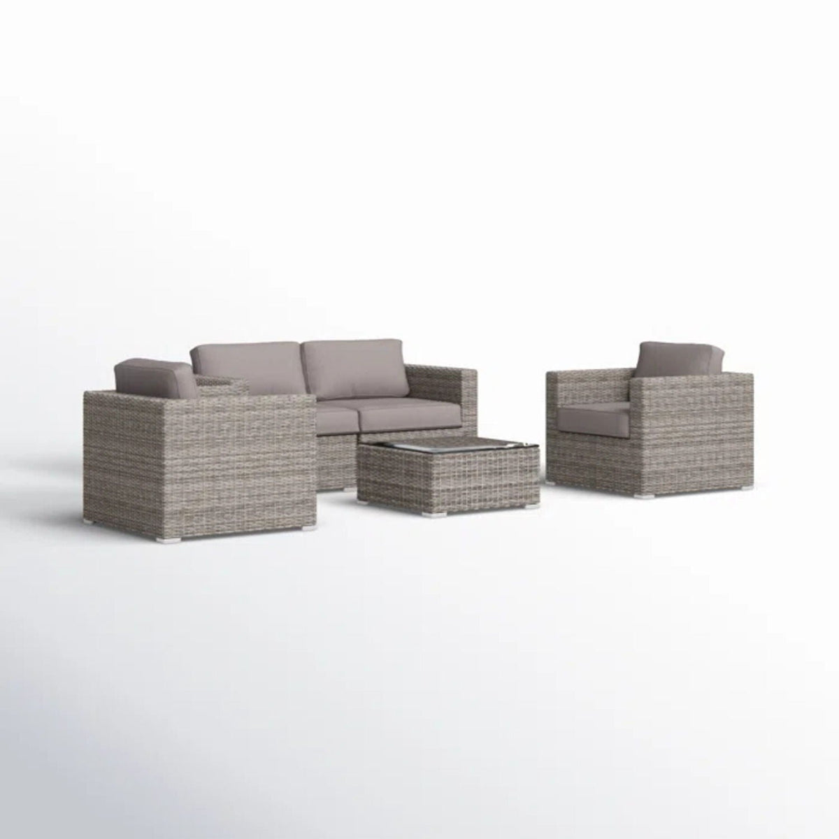 Wicker Outdoor Seating Group Set with Cushions and Table - Multiple Colors