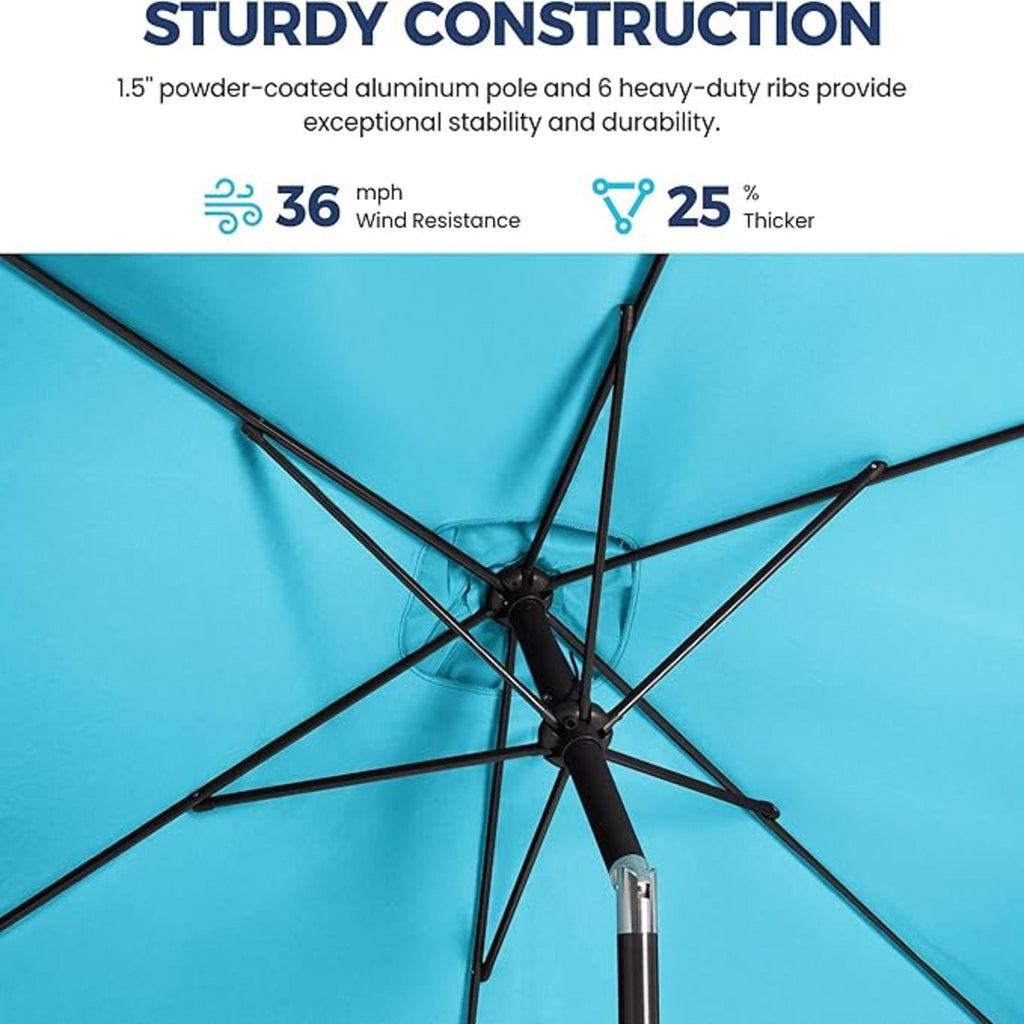 Rectangular Patio Umbrella with Crank Tilt - UV-Resistant Canopy