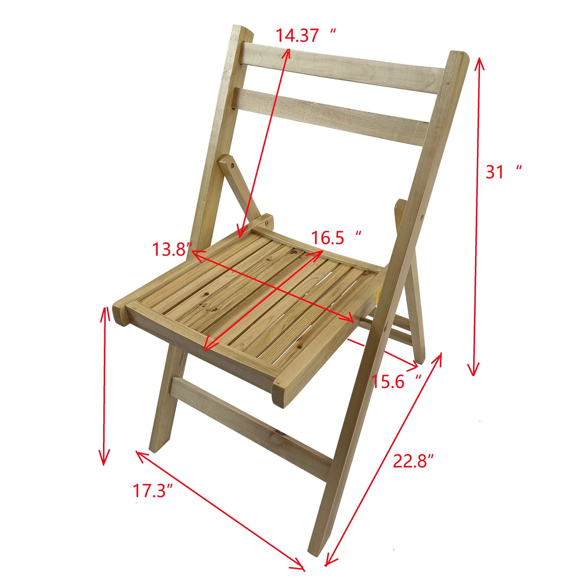Folding Special Event Chair Set of 4 with Solid Wood Construction - White