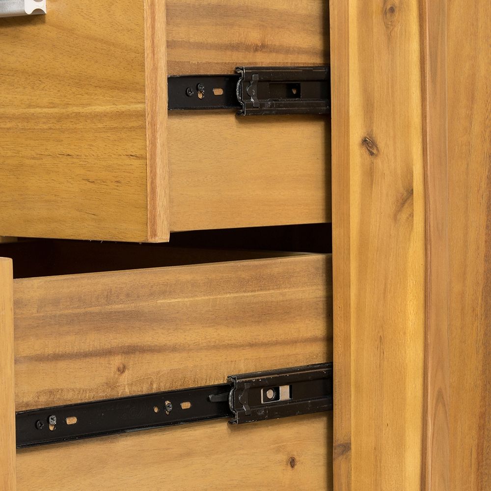 Natural Wood Nightstand with Smooth Glide Drawer - Brown