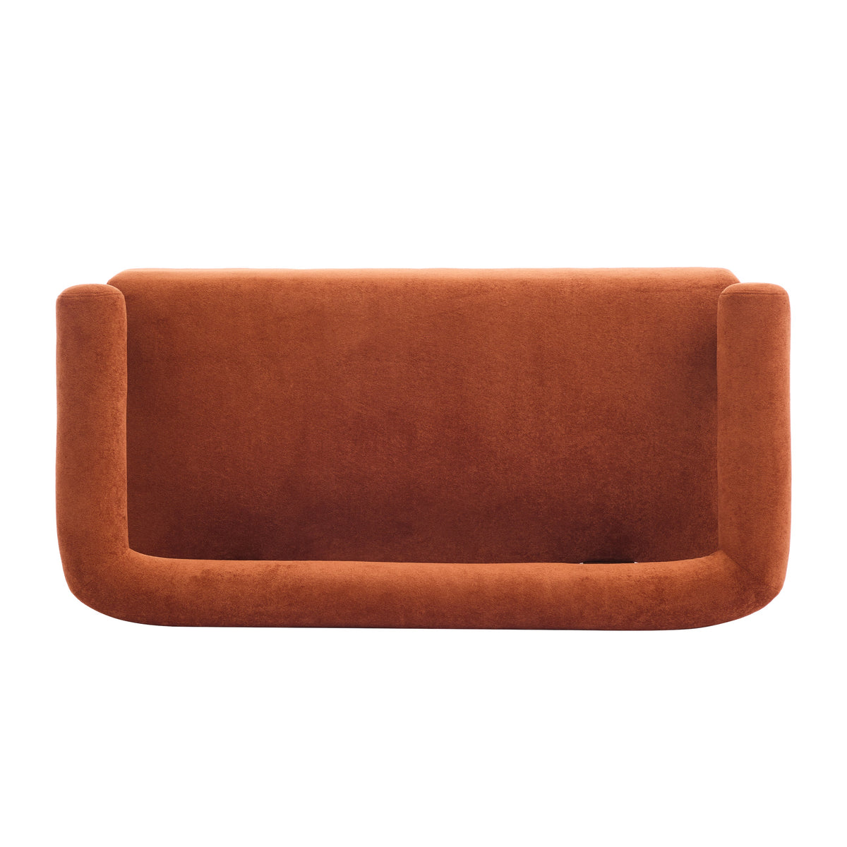 Round Armrest Loveseat with Curved Armrests - Dark Orange and Brown
