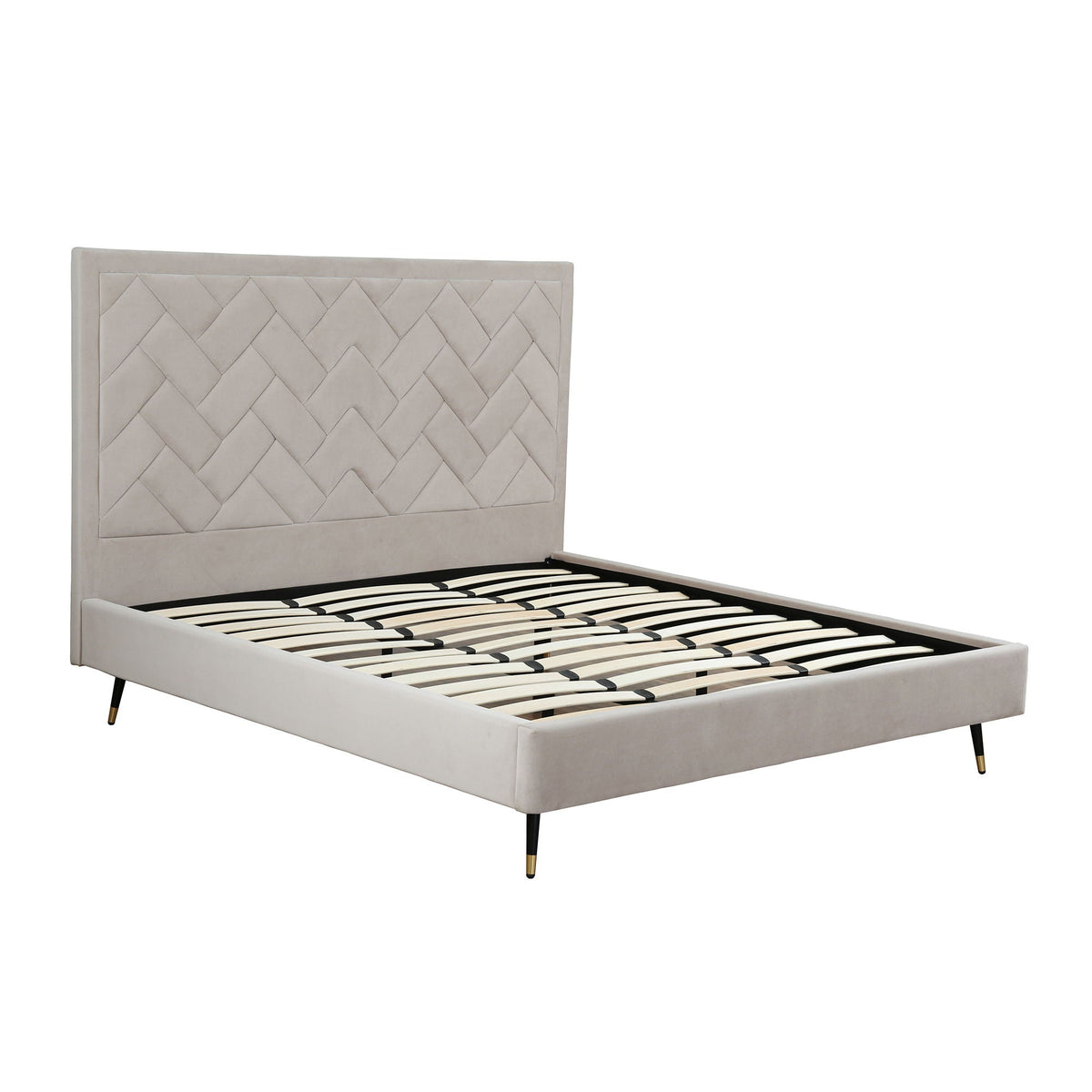 Upholstered Bed with Headboard and Slats - Multiple Colors