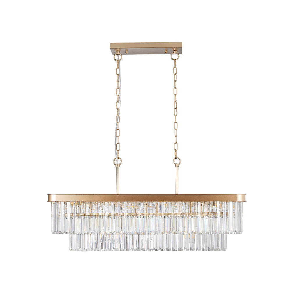 Chandeliers,Rectangular Crystal Chandelier Adjustable,E12 Modern Industrial Crystal Lights (Bulb Not Included)