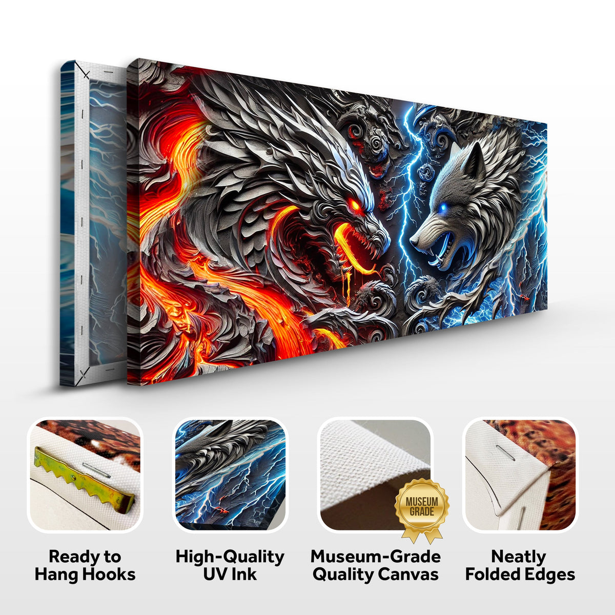 Dragon and Wolf Wall Art IV