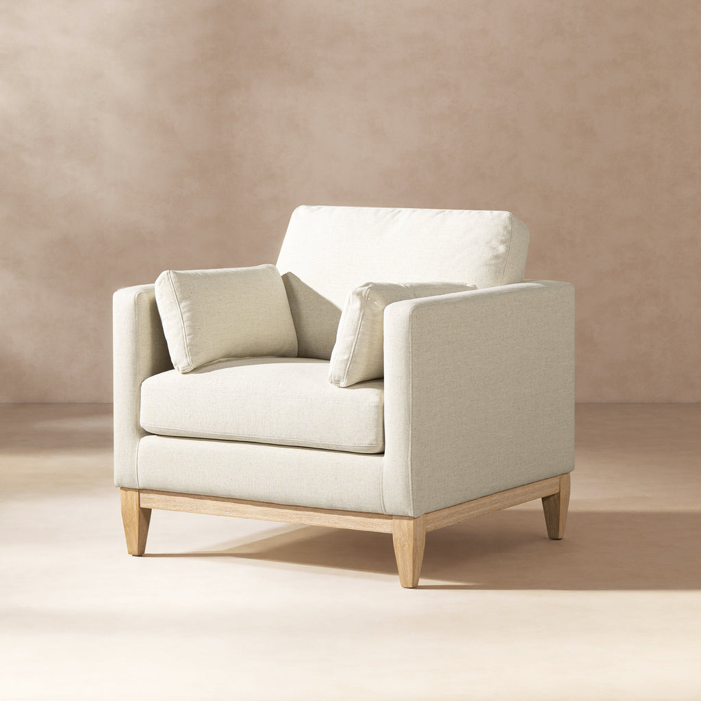 Modern Farmhouse Arm Chair with Removable Cushions - Flax